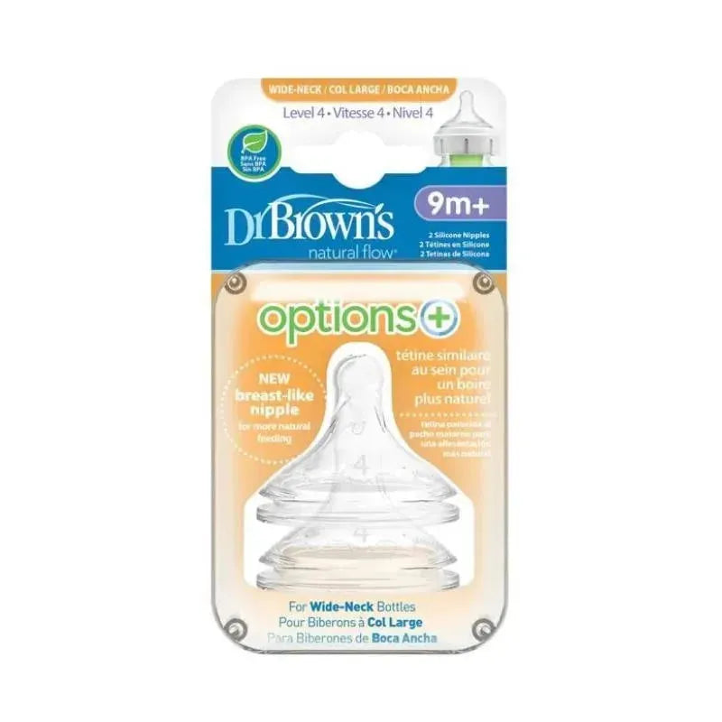 Dr. Brown's - 2Pk Options+ 4 Level Wide-Neck Silicone Bottle Nipples